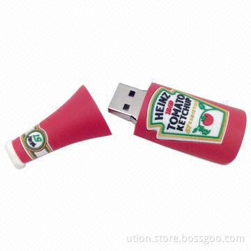 Bottle-shaped USB Flash Drive with 4GB Capacity and USB 2.0 Transmission, Free Samples